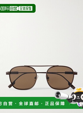 1h可退 香港直邮潮奢 zegna 杰尼亚 男士 圆框金属太阳眼镜 EZ029