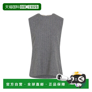 灰色 带细条纹细节 美国奥莱直发 羊毛混纺上衣 自营carven无袖