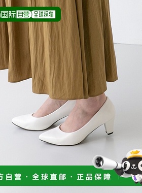 【日本直邮】Menuemenueflyly4E粗跟尖头6厘米高跟鞋（白色浅口单