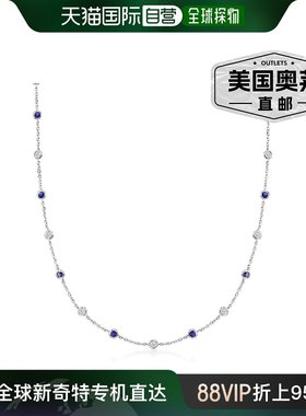 925 纯银 Ross-Simons CZ 和模拟蓝宝石站项链 - 20 英寸 【美国