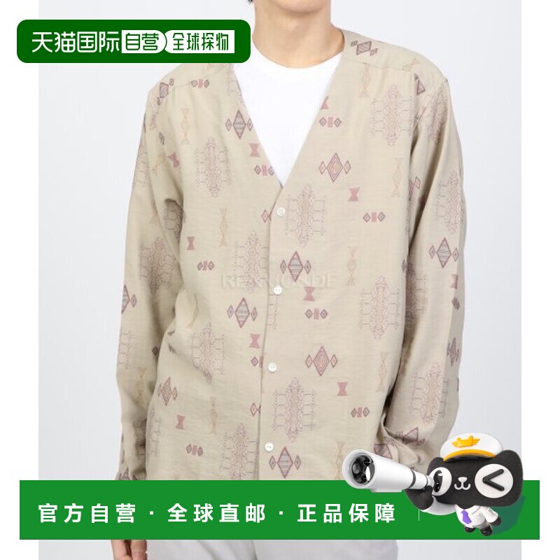 韩国直邮NEEDLES V领衬衫 米色 几何图案长袖衬衫 OT126男装图片