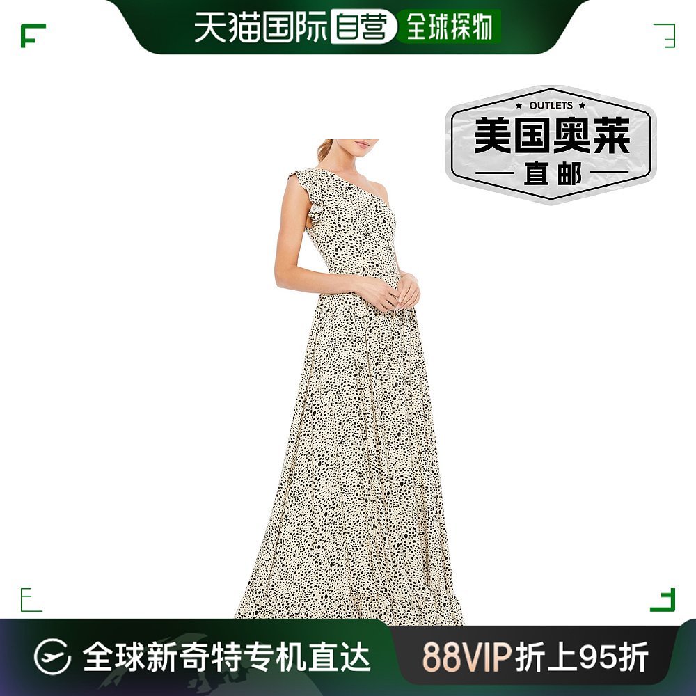 mac duggal女士 Animal Print Maxi Evening Dress dalmatian【