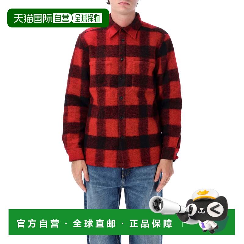 自营portuguese flannelBuffalo格子纽扣衬衫夹克-红色 美国奥莱