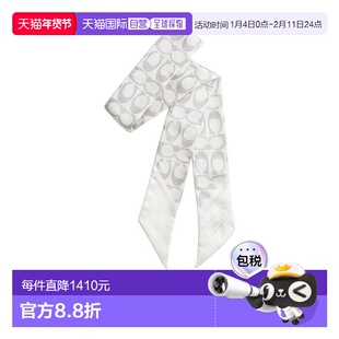 香港直邮COACH 女士围巾 C2783OFW SS2025 白色 复古真丝窄围巾