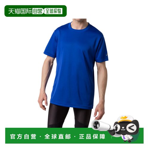 日本直邮ASICS jgone 纯色休闲圆领套头短袖T恤 男女同款 蓝色