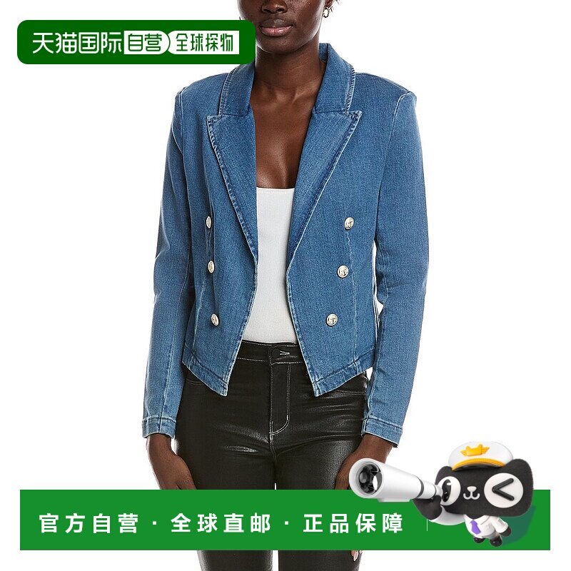 自营L'AGENCE Wayne Crop Double Breast Jacket - blue 美国奥莱
