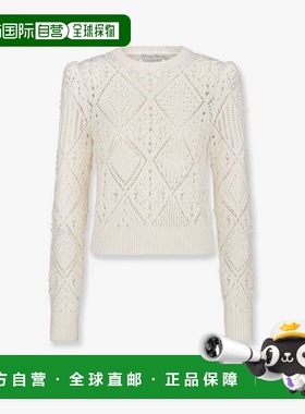 1h可退 香港直邮潮奢 DIOR 迪奥 女士 穿孔棉质毛衣 614S04A7085