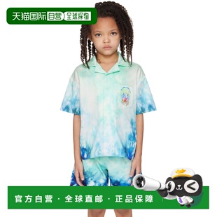 1h可退 香港直邮Casablanca 女童 蓝色 Surf Lotus 儿童短袖衬衫