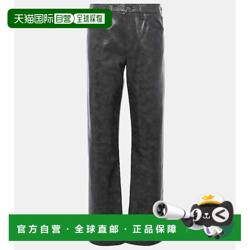 香港直邮AGOLDE 女士 Sloane 中腰皮革直筒长裤 grey灰色 舒适时
