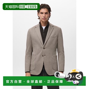 自营欧洲直邮Mango芒果 男士浅褐色刺绣天鹅绒飞行员夹克