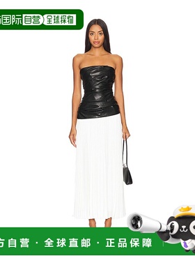 1h可退 香港直邮潮奢 Simkhai 女士 Arie 仿皮紧身胸衣中长连衣裙