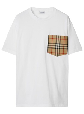 BURBERRY 女士T恤 81039711 CO 白色 经典格纹口袋T恤