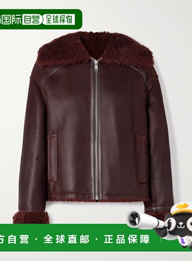 1h可退 香港直邮YVES SALOMON 女士 皮毛饰边皮革夹克 26WYV61657