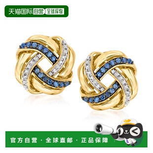 自营Ross-Simons Sapphire and . Diamond Love Knot Earrings in