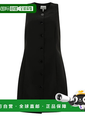 香港直邮GANNI 女士半身裙 F9224099 AW2024 黑色 Sleeveless twi