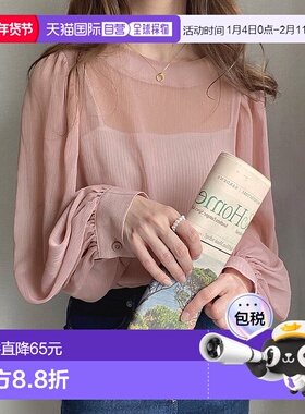 日本直邮JUNOAH 气球袖透明衬衫 JU5602EW02931内搭泡泡袖