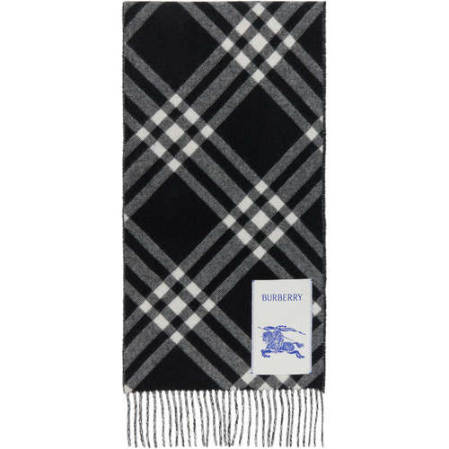Burberry 巴宝莉 女士 黑色 & 白色 Check Cashmere 围巾 8099650