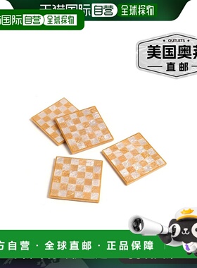 tiramisu方格树脂杯垫 - 4 件套 - 橙色 【美国奥莱】直发