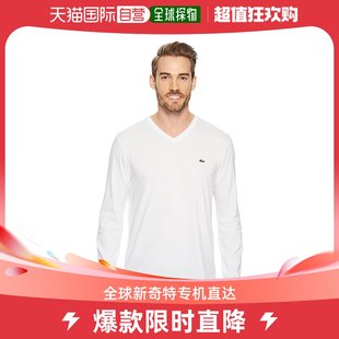 皮玛棉针织V领T恤 香港直邮潮奢 法国鳄鱼 Lacoste 男士 长袖