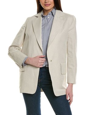 【美国奥莱】直发 Max Mara Mosa 亚麻混纺夹克 - 白色