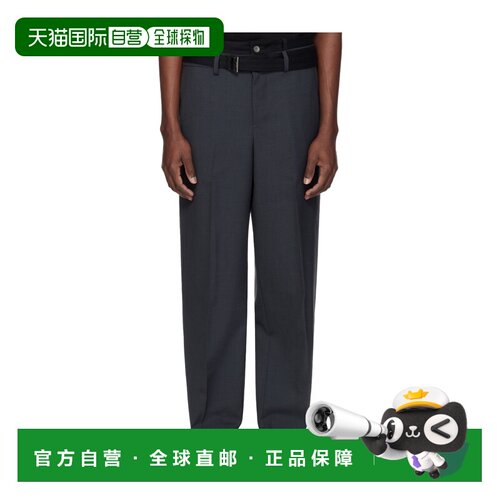 1h可退 香港直邮SACAI 男士正装裤 2603903M302 SS2026 灰色 羊毛
