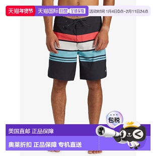 自营Quiksilver Everyday Board Shorts男式32黑色条纹19英寸泳装