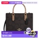 黑色经典 香港直邮coach 蔻驰女款 印花金属徽标手提包单肩包