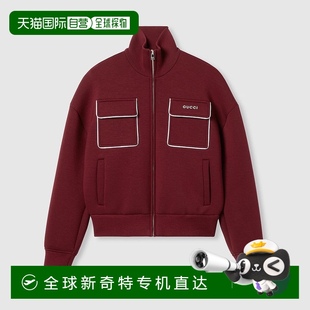 古馳 歐洲直郵Gucci 女士安可拉紅雙層粘膠纖維針織logo標(biāo)識(shí)高領(lǐng)
