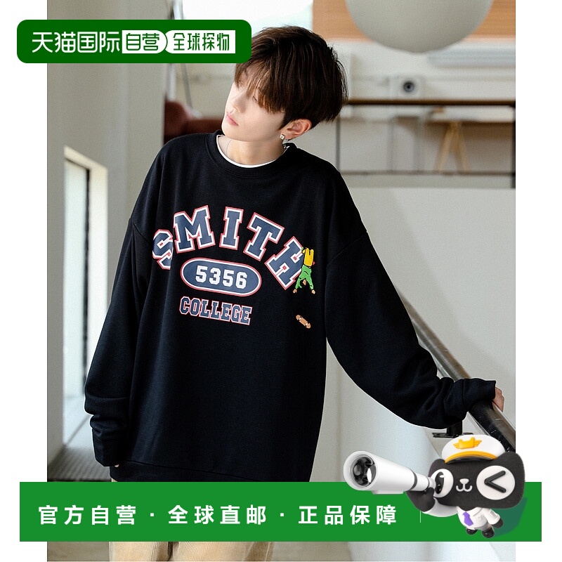 1h可退 日本直邮neos 男女同款宽松版印花刺绣学院风卫衣 K906