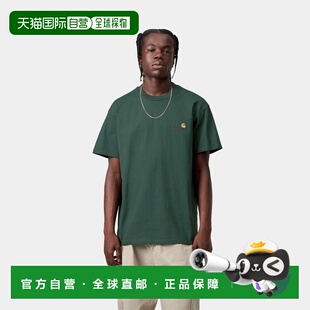 自营欧洲直邮Carhartt WIP American Script男士深绿色棉宽松短袖