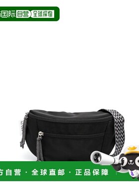 1h可退 香港直邮Lanvin 朗雯 男士 CURB 黑色尼龙腰包 LMBGIB00DA