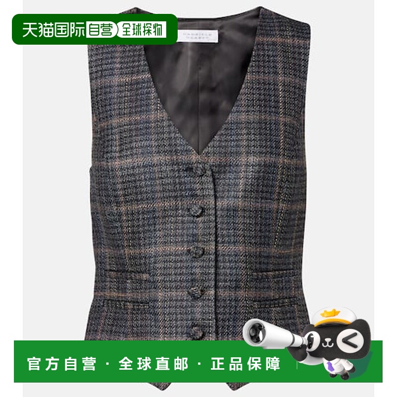 香港直邮Gabriela Hearst 女士 Coleridge 格纹羊毛真丝背心
