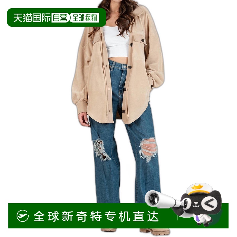 自营 lucca灰褐色羊毛纽扣外套 - 灰褐色 美国奥莱直发