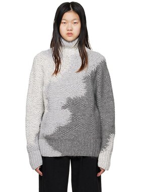 潮奢 Zegna 杰尼亚 女士 灰色拼接高领衫 UASPF4LUP