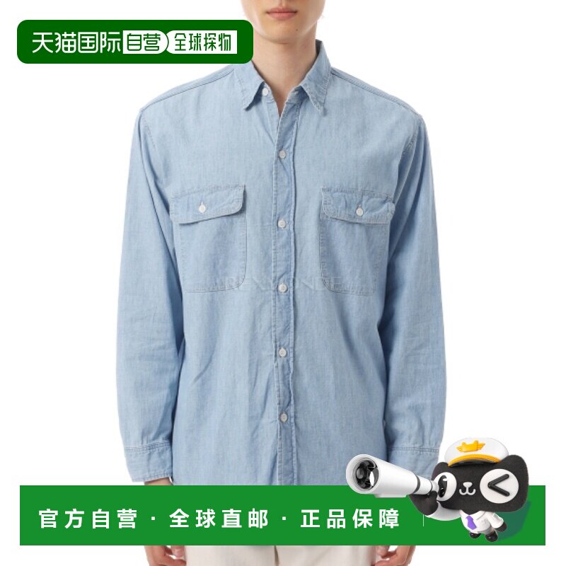 韩国直邮ORSLOW 带翻盖口袋的浅蓝色工装衬衫 (01-8064-99K) 长袖