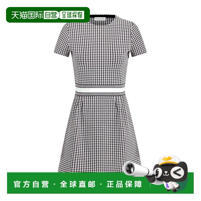 香港直邮奢淘 Dior 格纹短袖连衣裙 女 344R10AM532