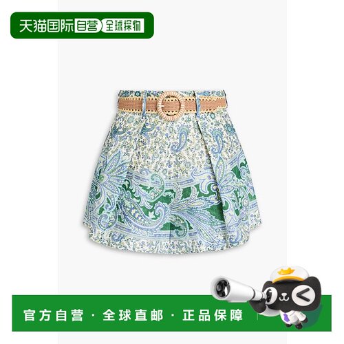 1h可退 香港直邮潮奢 ZIMMERMANN 女士 束带佩斯利印花亚麻短裤 7