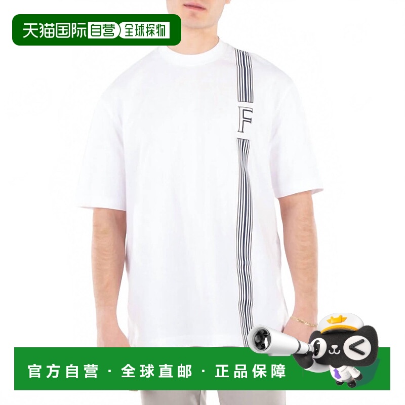 自营salvatore ferragamoStripe-Print Round Neck Cotton T-Shir