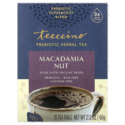 香港直邮Teeccino,益生元草本茶，澳洲坚果，无咖啡萃取，10 茶包