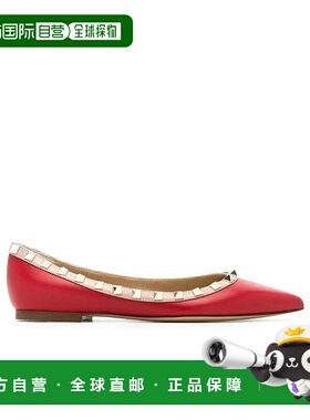 1h可退 香港直邮VALENTINO 22FW 红色平底鞋 Women单鞋一脚蹬