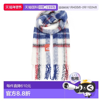 香港直邮Vivienne Westwood 贴片格纹流苏围巾 8103014FW01BM羊毛