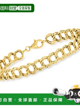 自营 Ross-Simons 14kt 黄金双椭圆链手链 - 7 英寸 美国奥莱直发