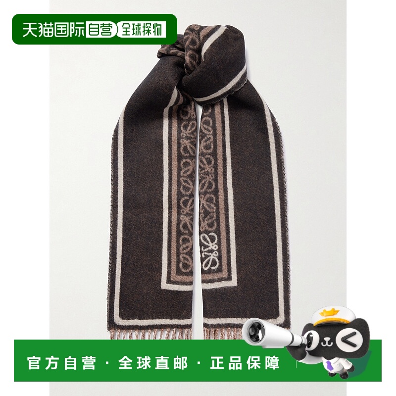 1h可退 香港直邮潮奢 LOEWE 罗意威 女士 Anagram 提花流蘇圍巾 F
