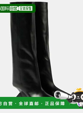 香港直邮The Attico 女士 Cheope 皮质及膝靴子 black黑色 舒适时