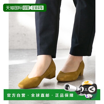 日本直邮Menue V领方形鞋头粗跟女鞋 ME8623BW00097单鞋