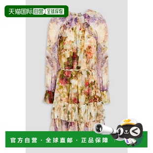 8169DF2 荷叶边印花丝绸绉纱迷你连衣裙 香港直邮ZIMMERMANN 女士