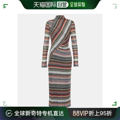 香港直邮潮奢 MISSONI 米索尼 女士人字纹棉混纺中长连衣裙