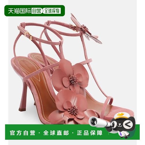 香港直邮ZIMMERMANN 女士 85 兰色花朵装饰绒面革高跟凉鞋