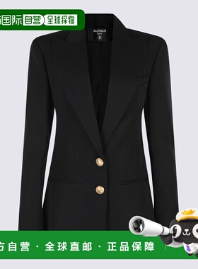 香港直邮BALMAIN 女士外套 DF1SE055WC090PA SS2025 黑色 Logo bu