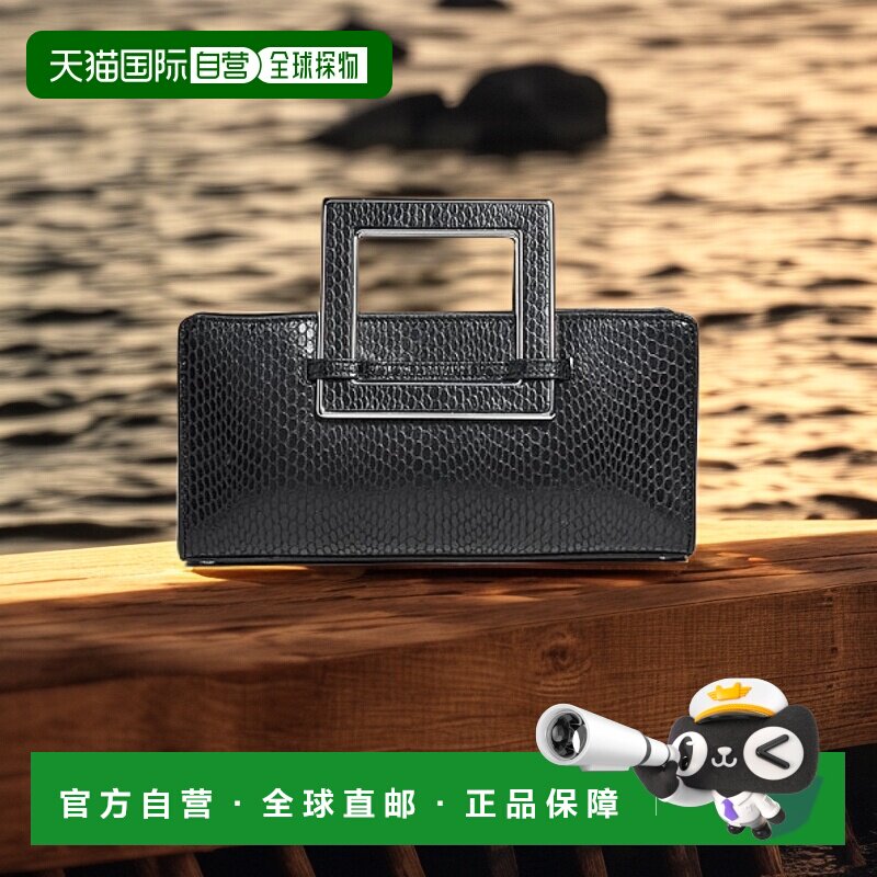 自营 STAUD 女士 Shirley 金属手柄手拿包，黑色 - 黑色 美国奥莱